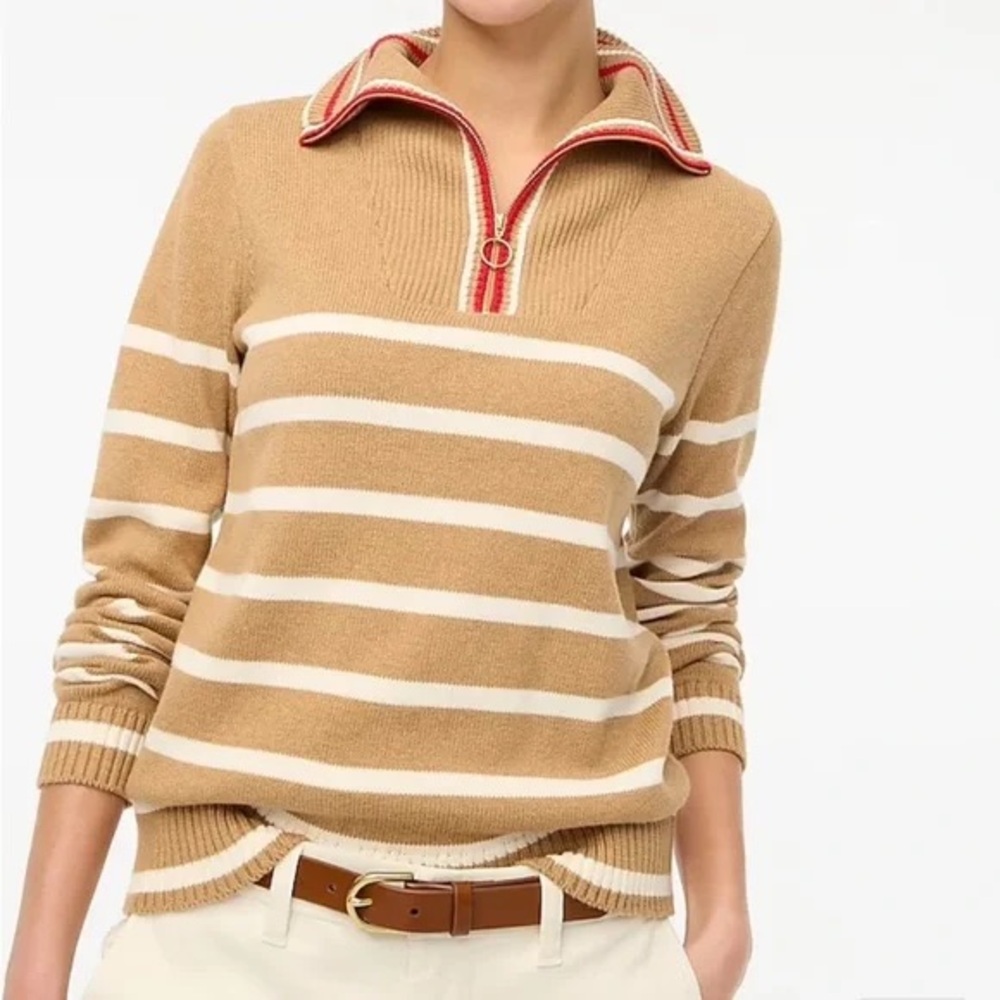 J crew tan & crème striped sweater